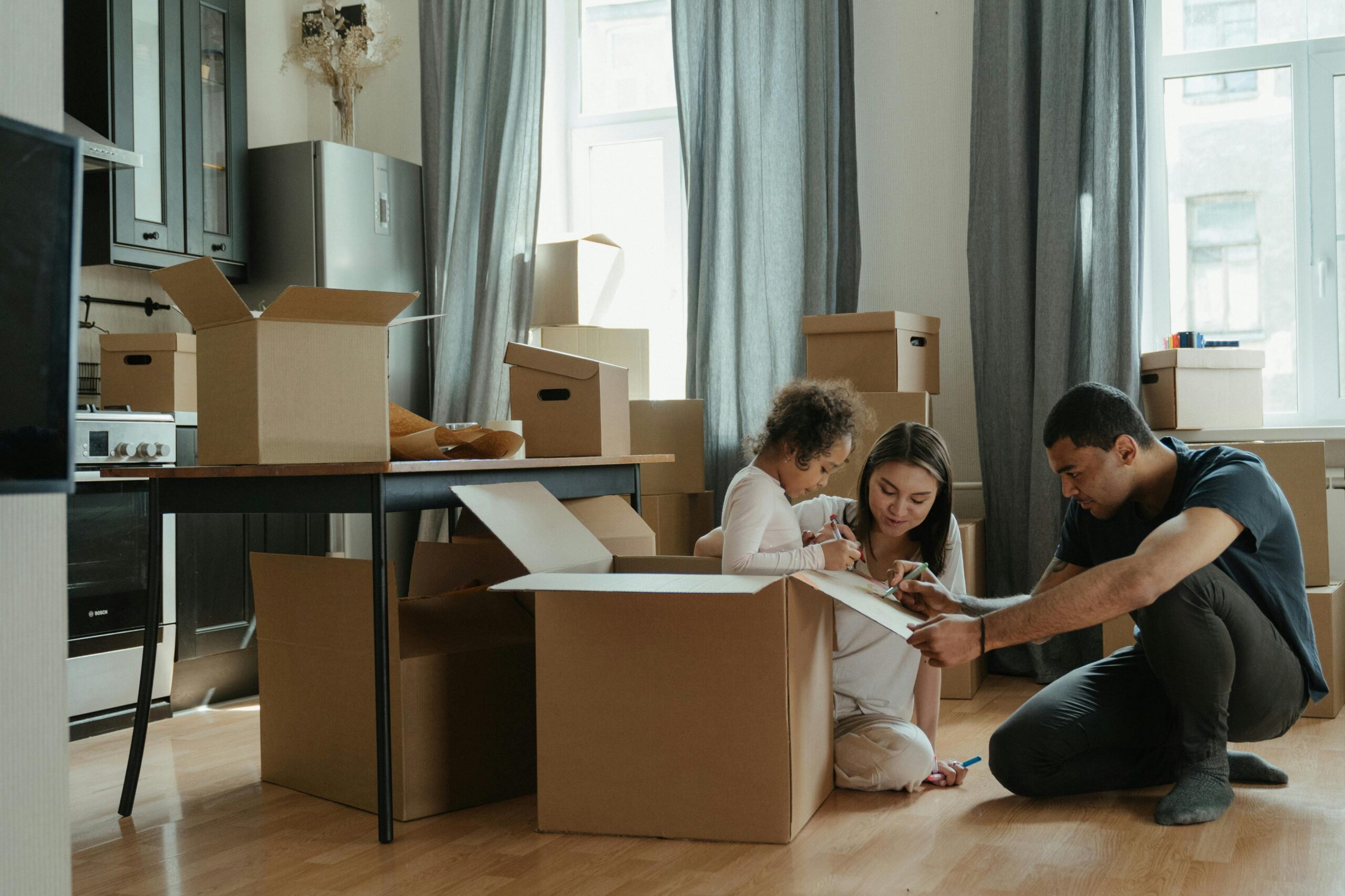 Family Unpacking After Moving